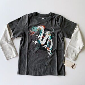 Tea Collection Gray Long Sleeve Tee with Dragon Design